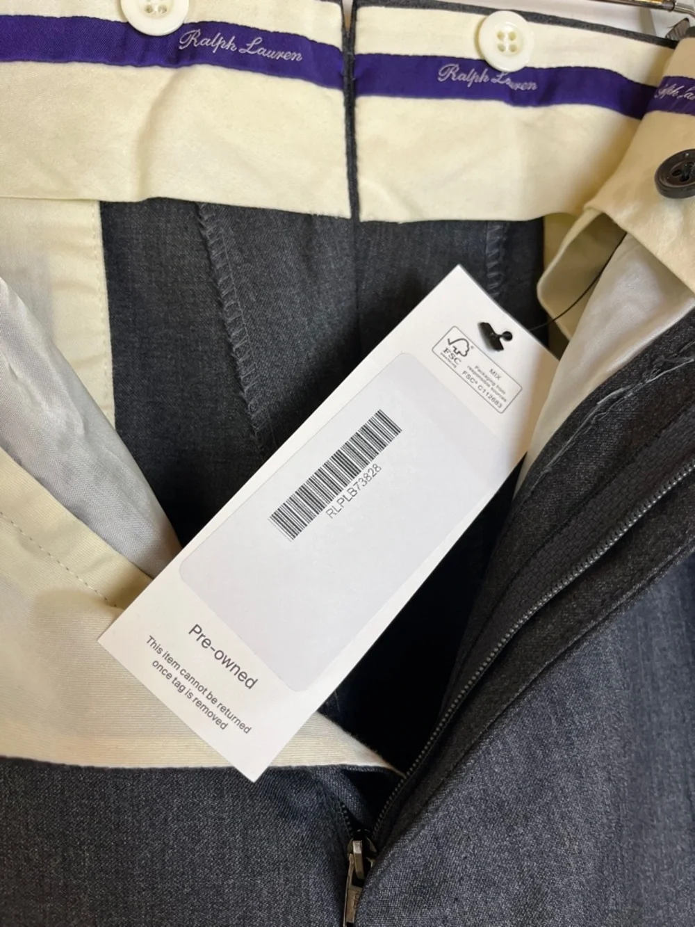 Ralph Lauren Purple Label Men’s Gray Wool Dress Trousers Hand Tailored 39x30 - Picture 13 of 14